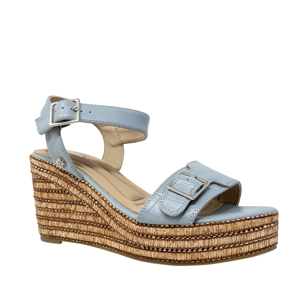 Sandalias de cuña Angie para mujer color celeste