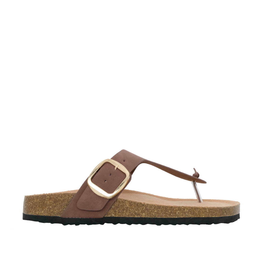 Sandalias Flats Gize para mujer color café