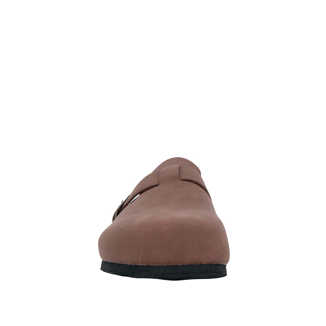 Sandalias flats Clogy para mujer color café