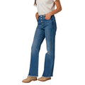 Jeans flare Stovepipe para mujer color indigo