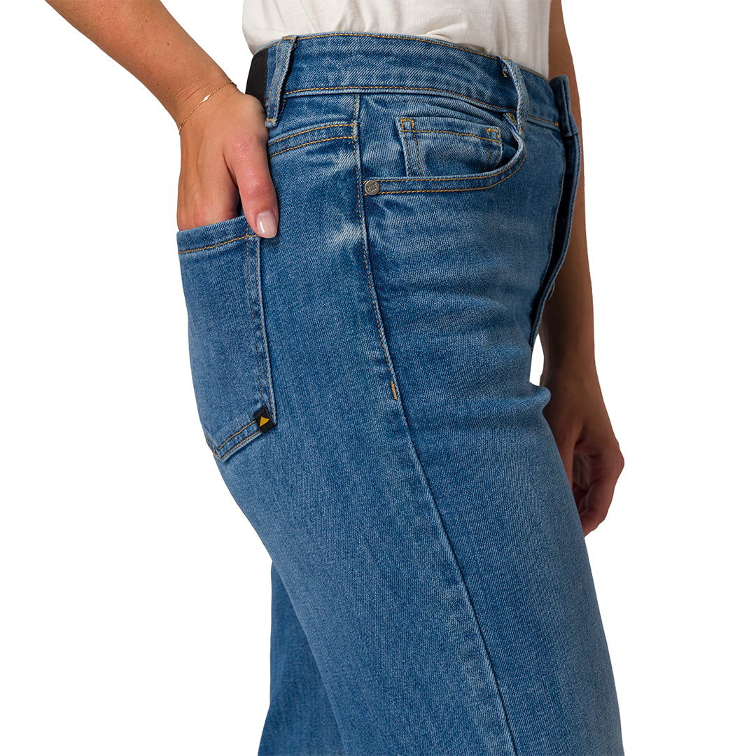 Jeans flare Stovepipe para mujer color indigo